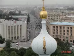 Смотровая площадка на Смольном соборе, вид на Суворовский проспект