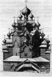 Двадцати пятиглавая Покровская церковь в селе Анхимово близ Вытегры, фото